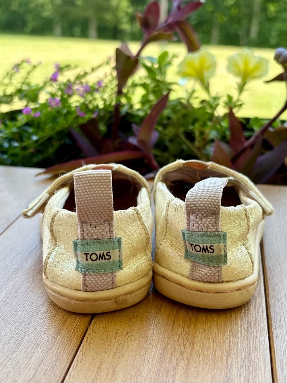 Toms Kids Metallic Champagne Slip-On Shoes